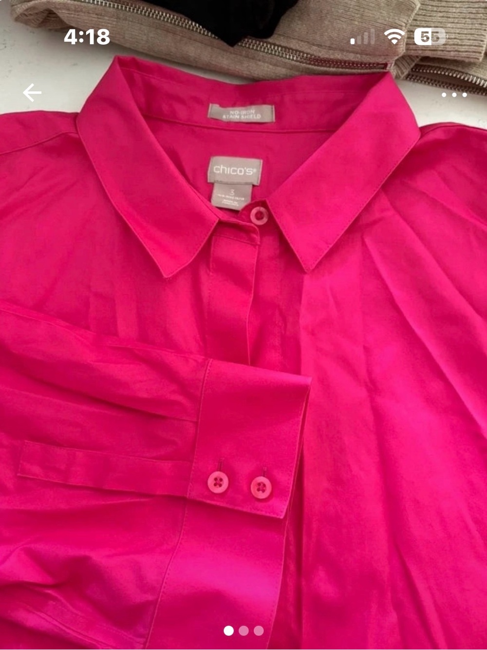 Chico's Hot Pink Button-Down Shirt